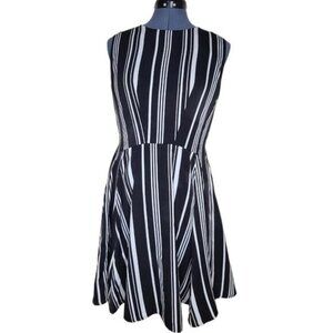Bar III black and white vertical stripe sleeveless circle skirt dress Medium